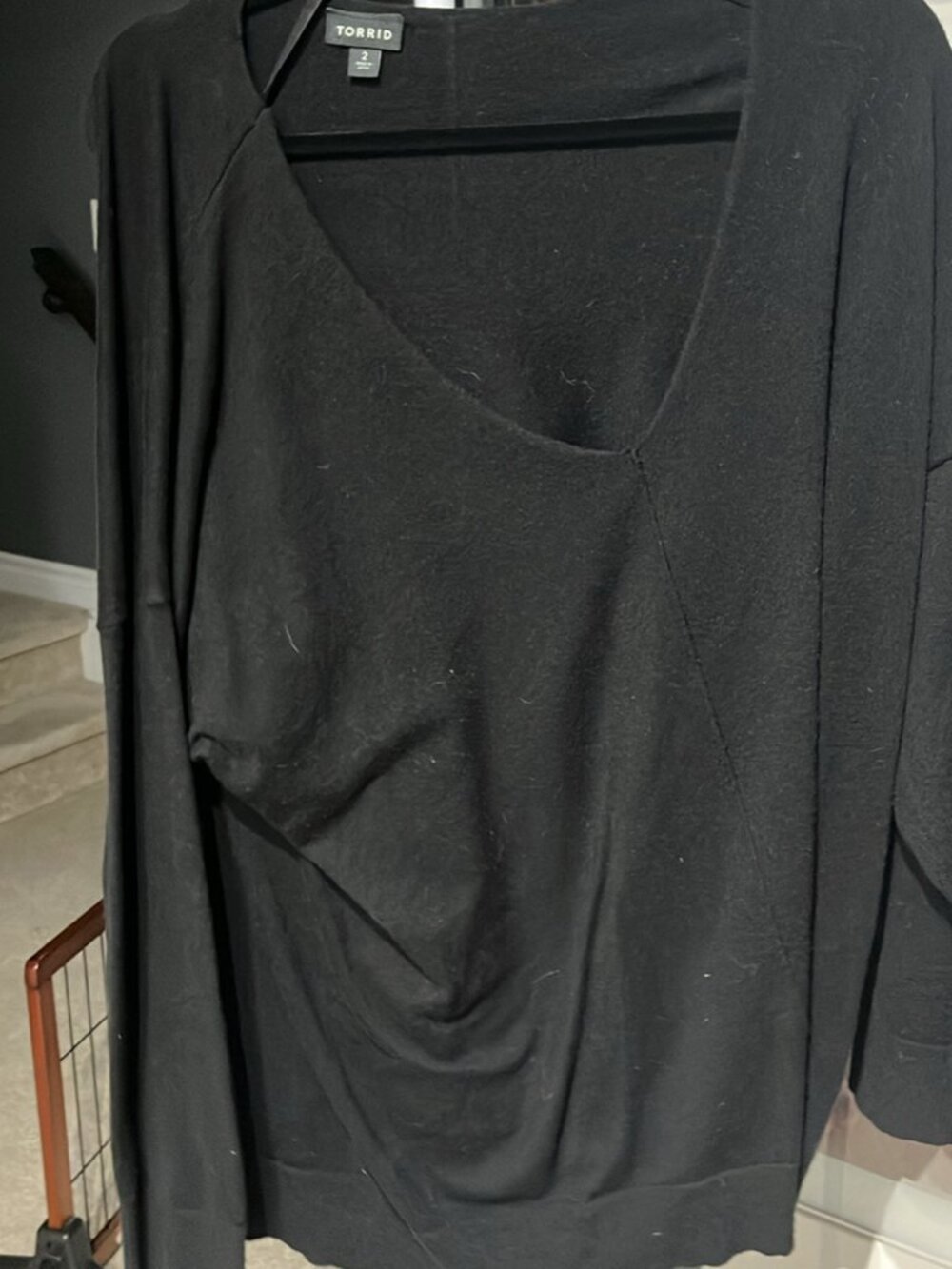 3/$30 Torrid Light Black Knit V-Neck Sweater